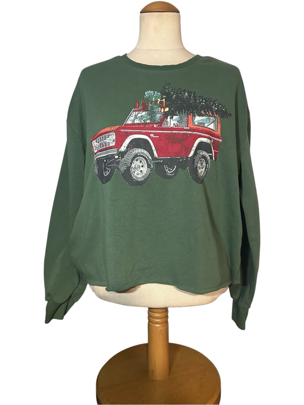 Ford Bronco Cropped Sweatshirt Green Size Small